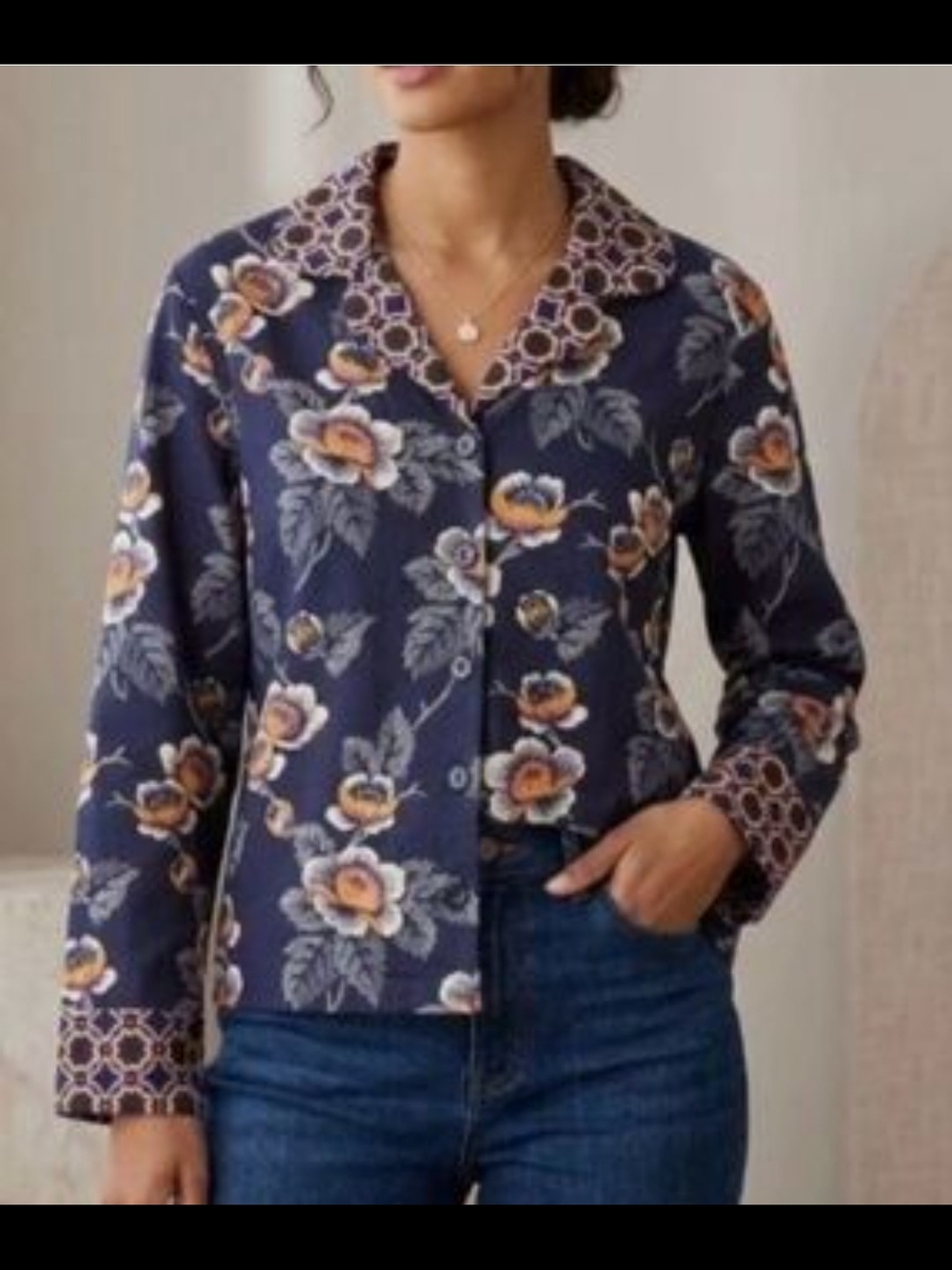 Vera Bradley Navy Floral Button-Down Shirt